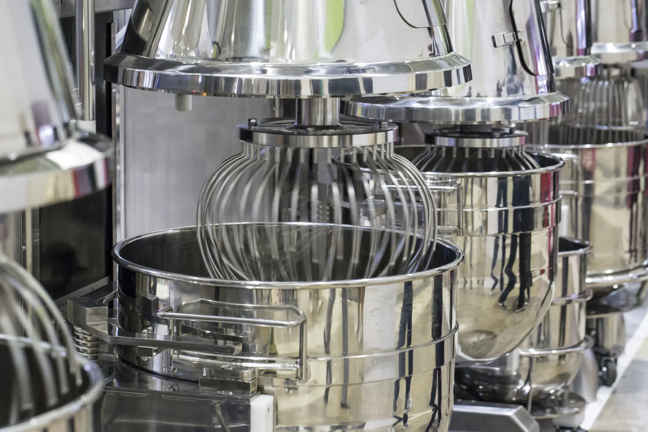Stainless steel electric mixer in bakery